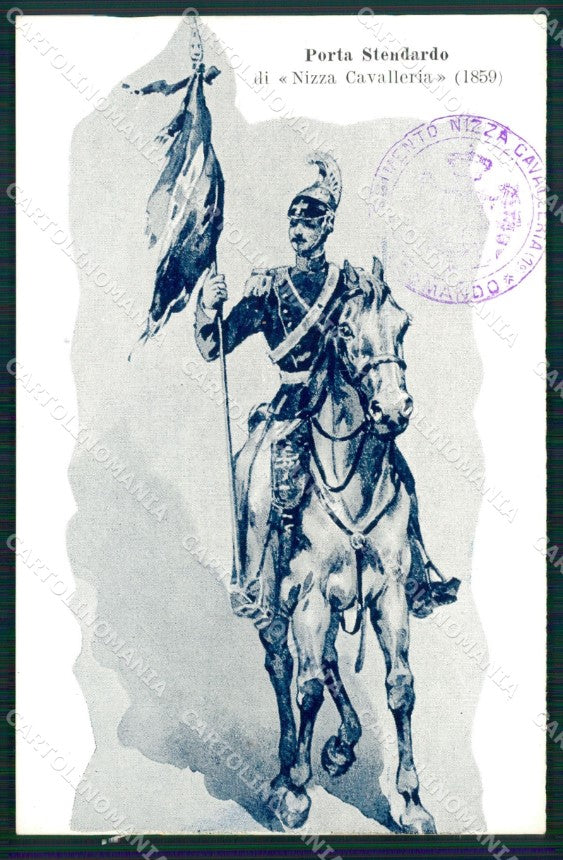 Militari Reggimento Nizza Cavalleria Comando Porta Stendardo cartolina MT9290 – fronte