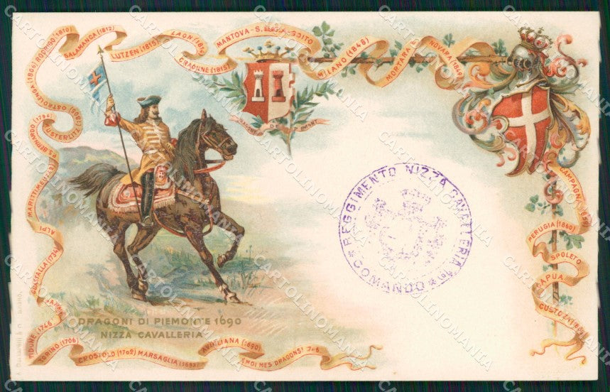 Militari Reggimento Nizza Cavalleria Comando Dragoni Piemonte cartolina MT9294 – fronte