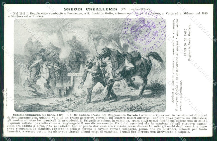 Militari Reggimento Savoia Cavalleria Sommacampagna cartolina MT9300 – fronte