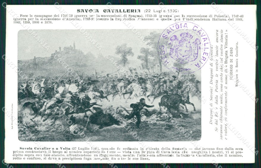Militari Reggimento Savoia Cavalleria Volta cartolina MT9301 – fronte