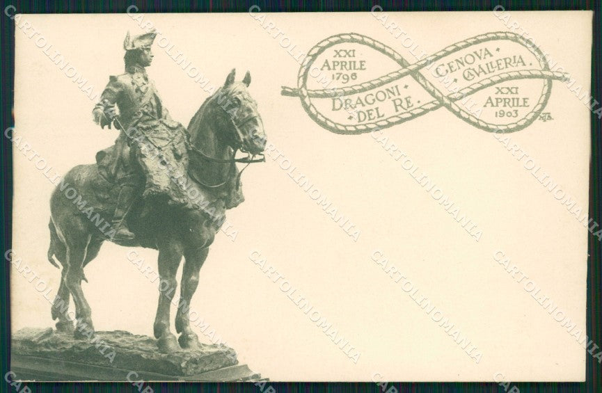 Militari Reggimento Genova Cavalleria Dragoni del Re SCOLLATA cartolina MT9306 – fronte
