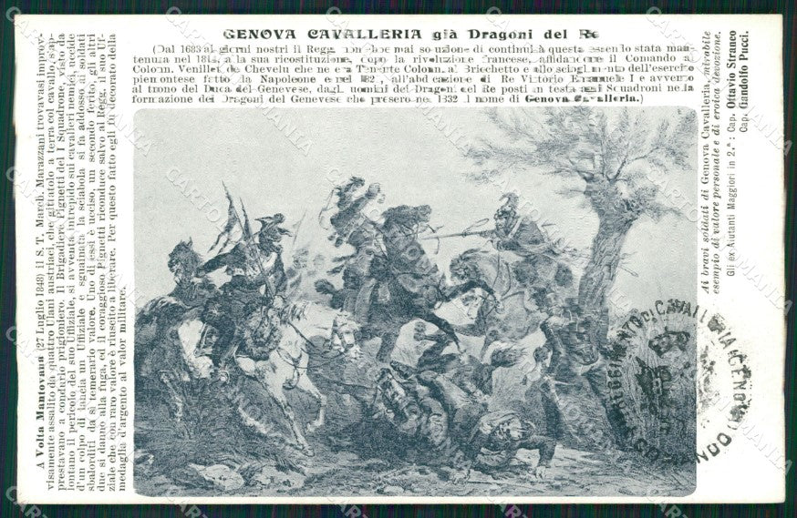 Militari Reggimento Genova Cavalleria Dragoni Volta Mantovana cartolina MT9308 – fronte