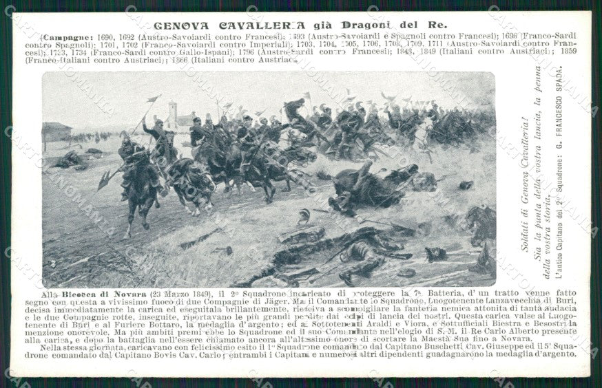 Militari Reggimento Genova Cavalleria Dragoni del Re Novara cartolina MT9310 – fronte