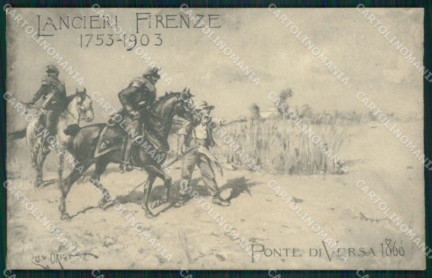 Militari 9 Reggimento Cavalleria Lancieri di Firenze Versa cartolina MT9317 – fronte