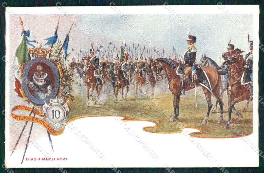 Militari 10 Reggimento Lancieri Vittorio Emanuele II cartolina MT9318 – fronte