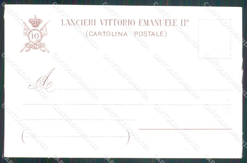 Militari 10 Reggimento Lancieri Vittorio Emanuele II cartolina MT9318 – retro