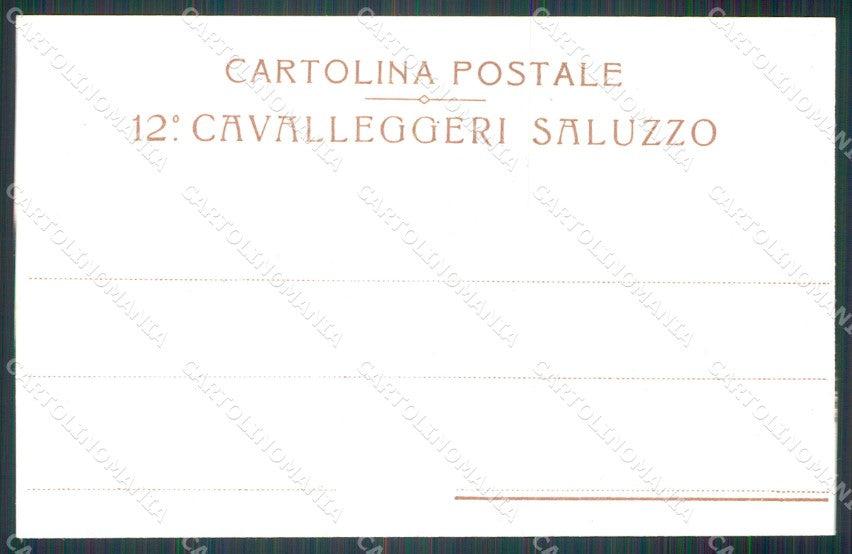 Militari 12 Reggimento Cavalleggeri di Saluzzo cartolina MT9321 – retro