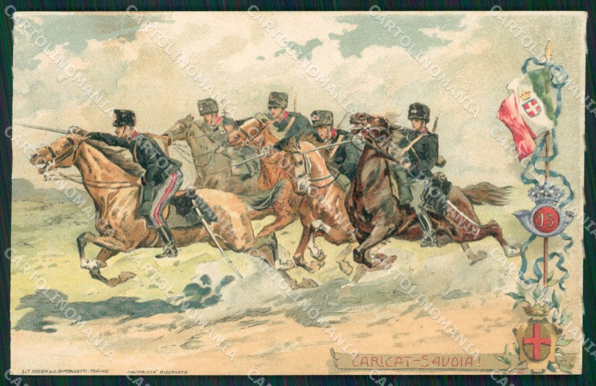 Militari 15 Reggimento Cavalleggeri Lodi cartolina MT9327 – fronte