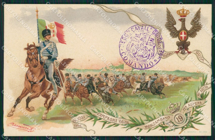 Militari 19 Reggimento Cavalleggeri Guide Monzambano cartolina MT9333 – fronte