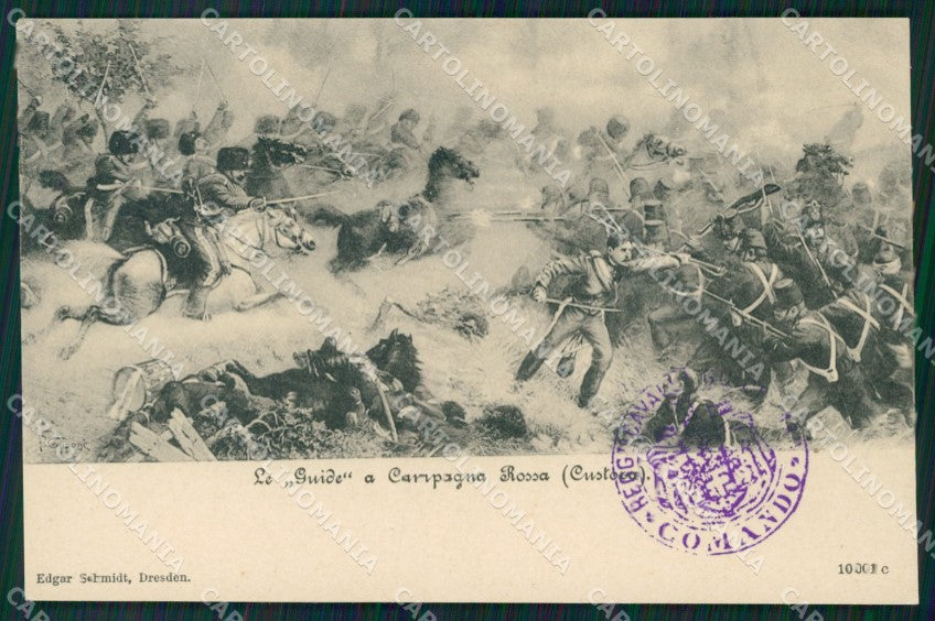 Militari 20 Reggimento Cavalleggeri Guide ANGOLO SCOLLATO cartolina MT9339 – fronte