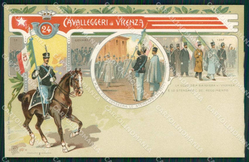 Militari 24 Reggimento Cavalleggeri di Vicenza cartolina MT9340 – fronte