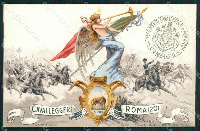 Militari 20 Reggimento Cavalleggeri Roma cartolina MT9343 – fronte