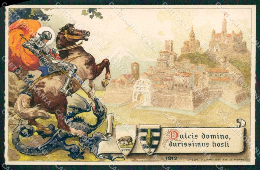 Militari Scuola d'Applicazione Cavalleria Drago cartolina MT9345 – fronte