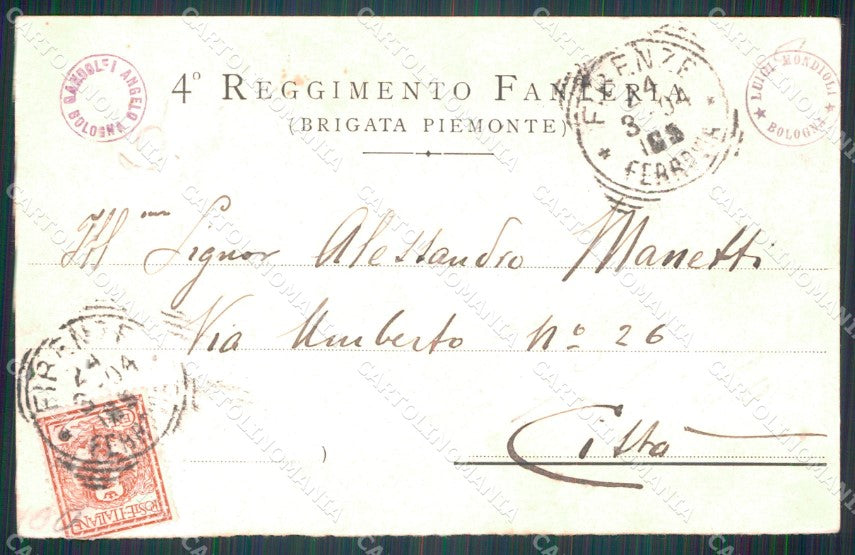 Militari IV Reggimento Fanteria Piemonte Bicocca cartolina MT9363 – retro