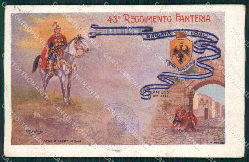Militari 43 Reggimento Fanteria Brigata Forlì PIEGA cartolina MT9365 – fronte