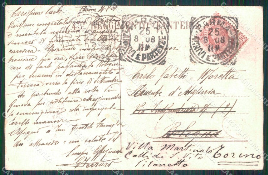 Militari 43 Reggimento Fanteria Brigata Forlì PIEGA cartolina MT9365 – retro