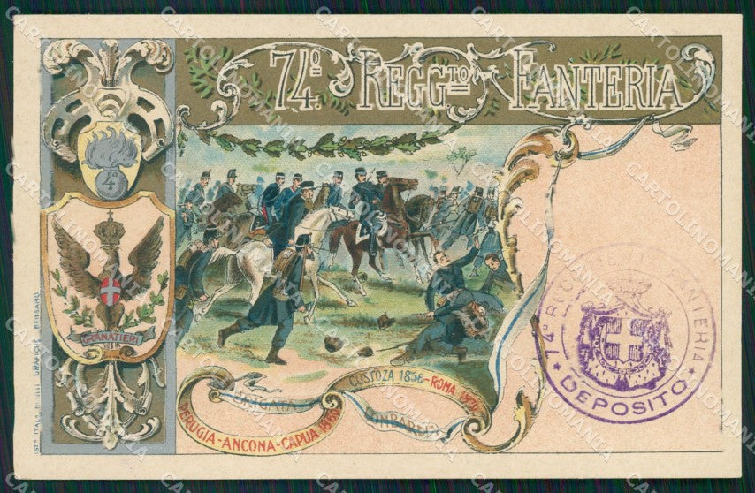 Militari 74 Reggimento Fanteria Granatieri cartolina MT9368 – fronte