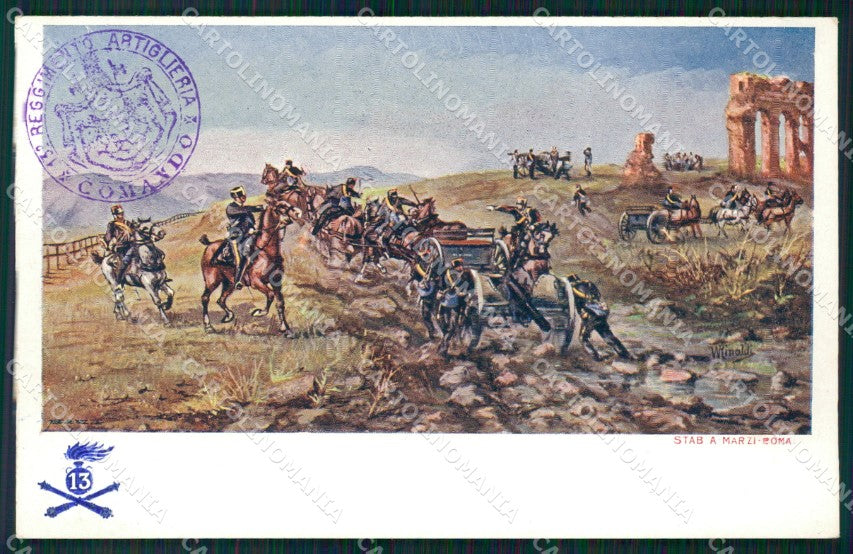 Militari 13 Reggimento Artiglieria cartolina MT9379 – fronte