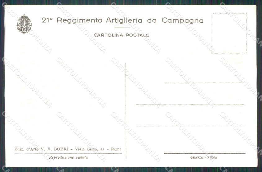 Militari 21 Reggimento Artiglieria da Campagna cartolina MT9383 – retro