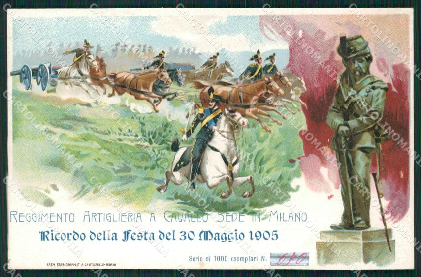 Militari Reggimento Artiglieria a Cavallo Milano cartolina MT9384 – fronte