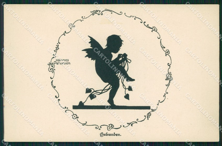 Petersen Hannes Slhouette Cupid ABRADED postcard MT9404 – fronte