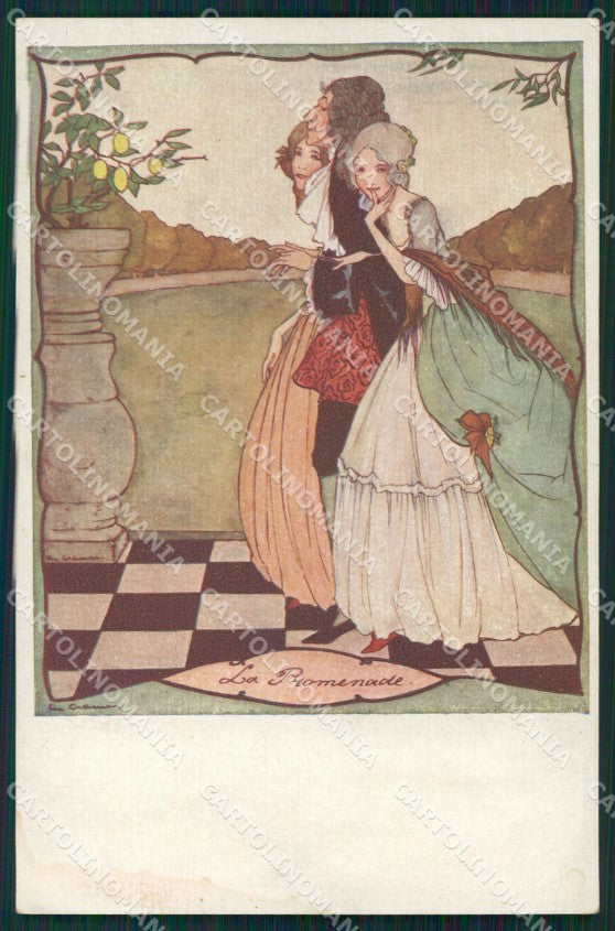 Kramer Rie Le Temps Jadis La Promenade STAINED postcard MT9409 – fronte