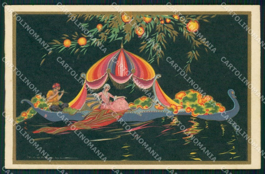 Corbella Art Deco Venezia Gondola Degami Serie 2228 postcard MT9441 – fronte