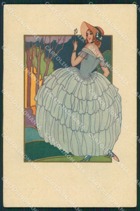 Bonora Art Deco Fashion Lady Degami Serie 1063 postcard MT9454 – fronte
