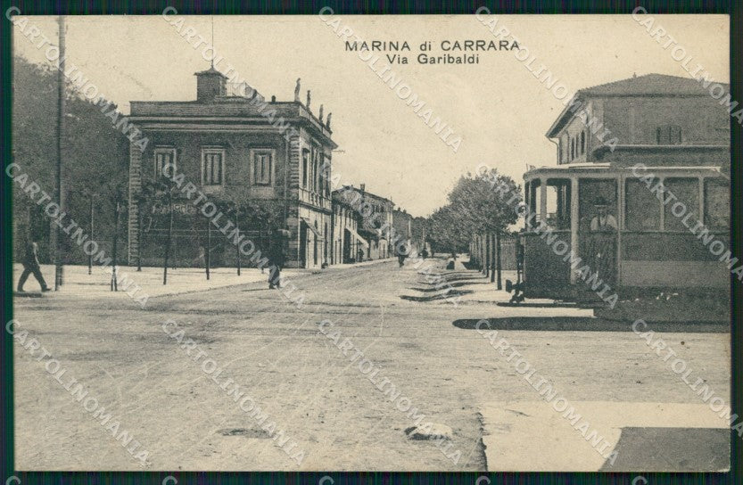 Massa Carrara Marina di tram via Garibaldi cartolina MT9803 – fronte