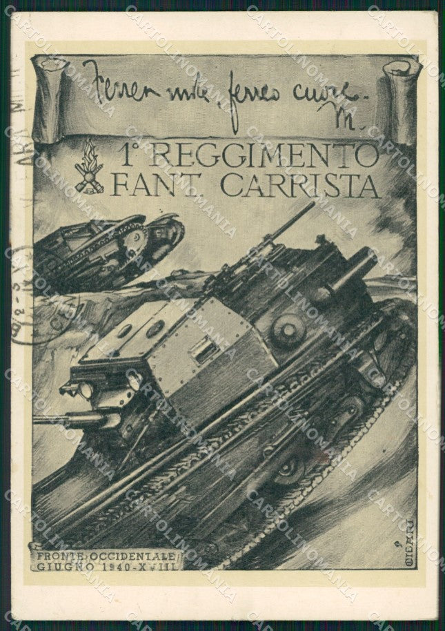 Militari I Regg Fanteria Carristi Cisari Fronte Occidentale cartolina MT9863 – fronte
