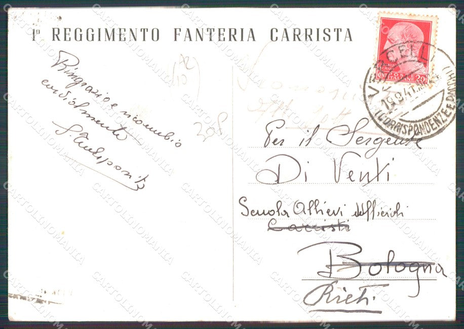 Militari I Regg Fanteria Carristi Cisari Fronte Occidentale cartolina MT9863 – retro
