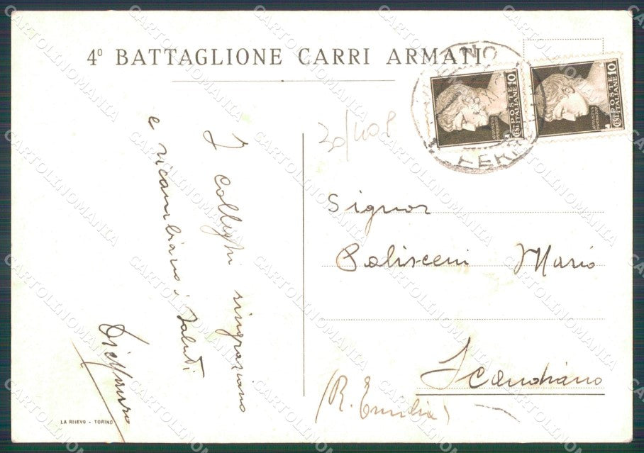 Militari IV Battaglione Carri Armati PIEGHINA cartolina MT9865 – retro