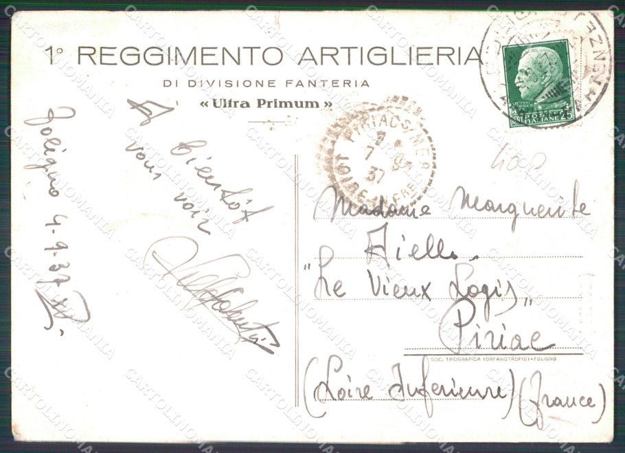 Militari I Reggimento Artiglieria Cacciatori Alpi STRAPPINO cartolina MT9880 – retro