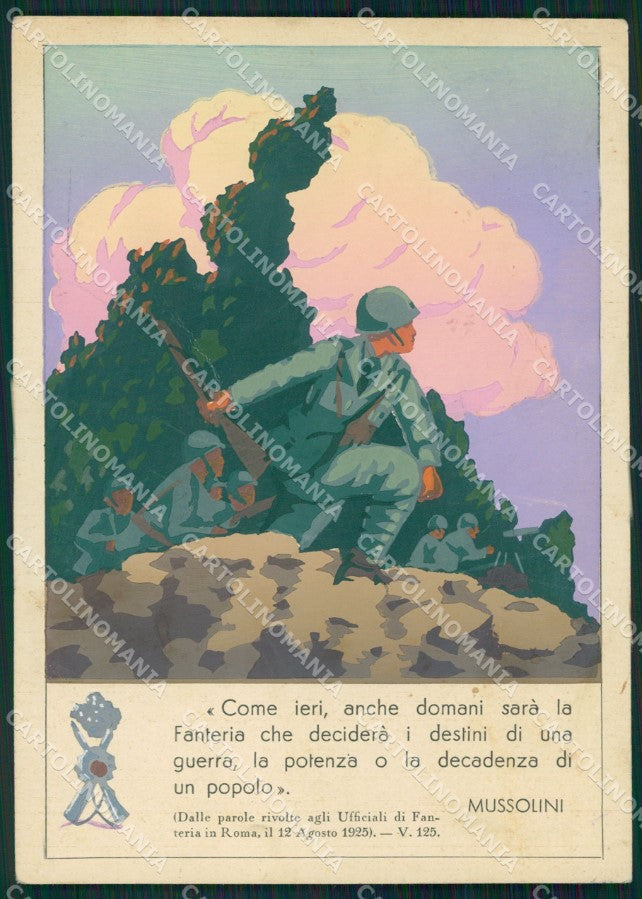 Militari Fascismo Fanteria Mussolini Roma 1925 Pochoire cartolina MT9895 – fronte