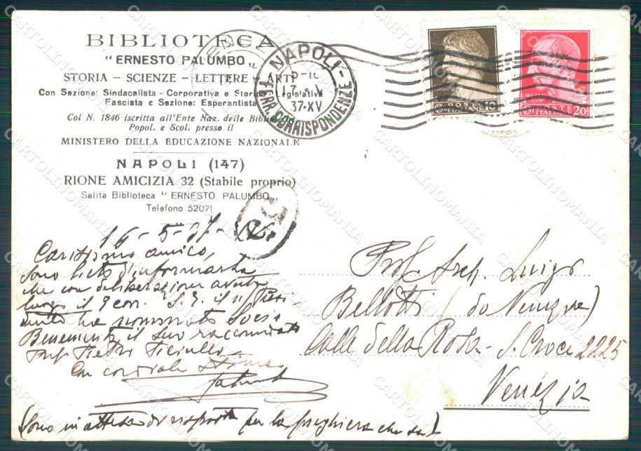 Militari Fascismo Mario Morgantini Chiusi Case Marine Napoli cartolina MT9957 – retro