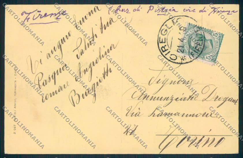 Pistoia Cireglio cartolina MV0067 – retro