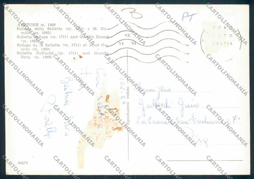 Pistoia Abetone Foto FG cartolina MV0130 – retro