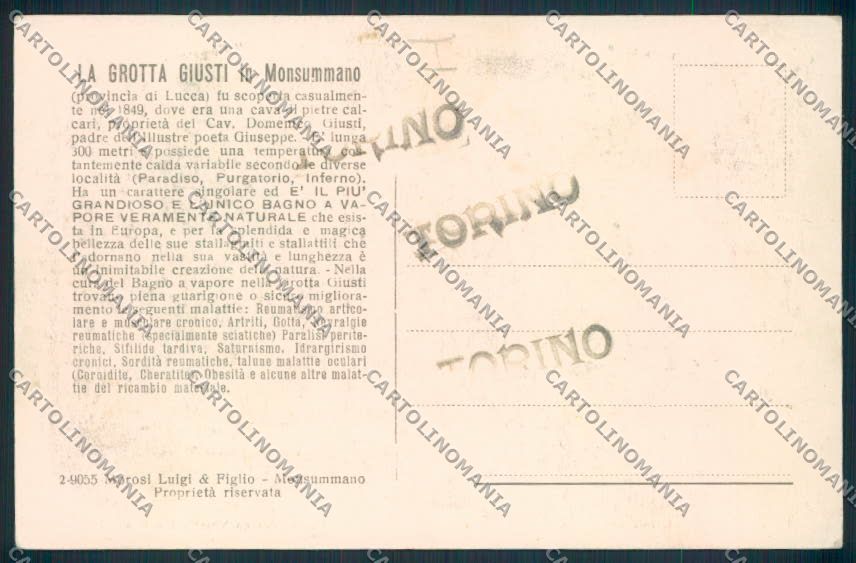 Pistoia Monsummano Grotte cartolina MV0158 – retro