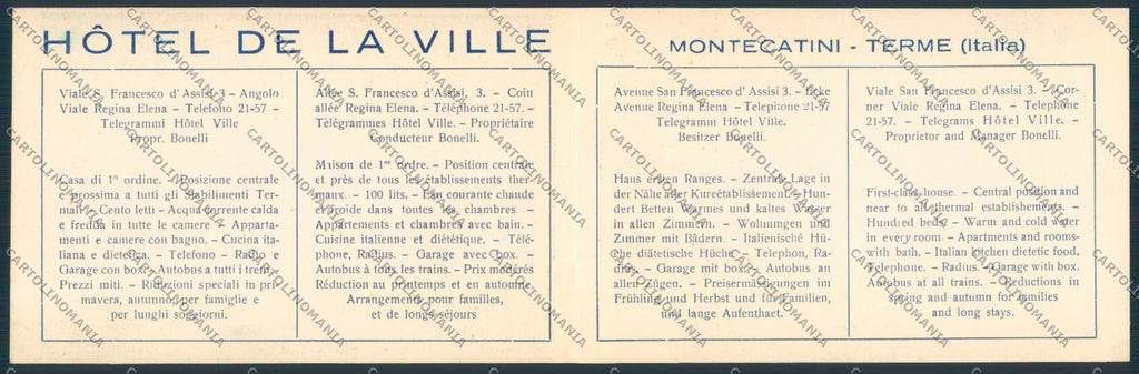 Pistoia Montecatini doppia cartoncino formato cartolina MV0169 – retro