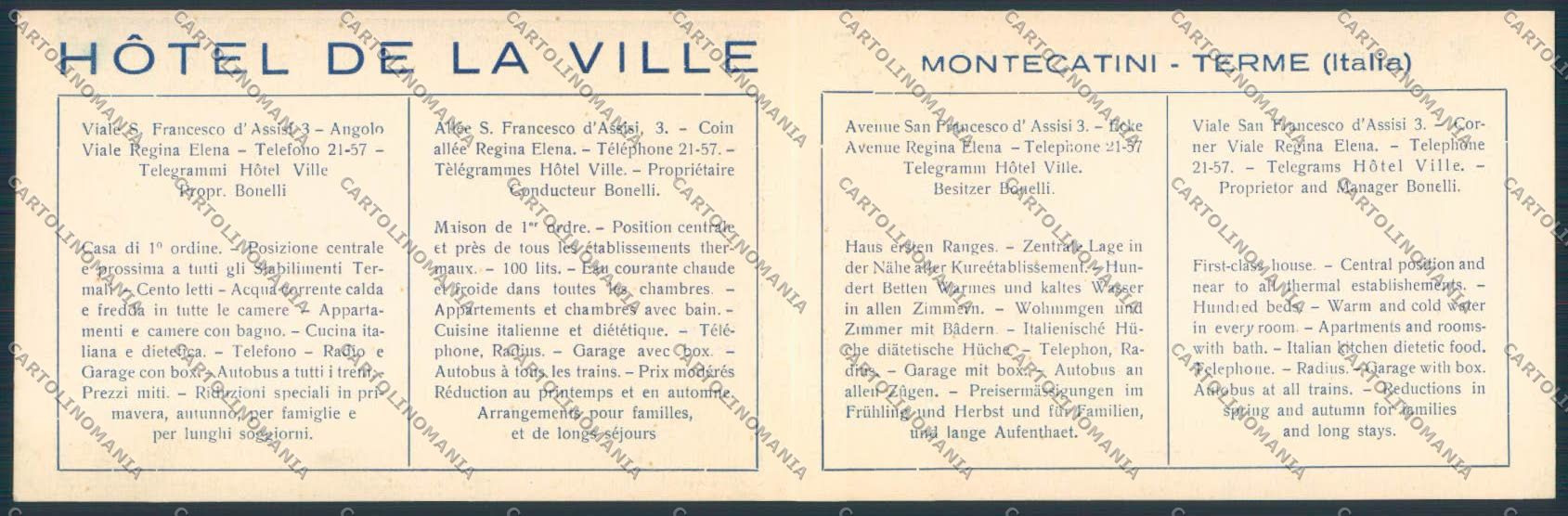Pistoia Montecatini doppia cartoncino formato cartolina MV0169 – retro