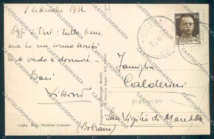 Pistoia San Marcello Limestre PIEGHINE cartolina MV0343 – retro