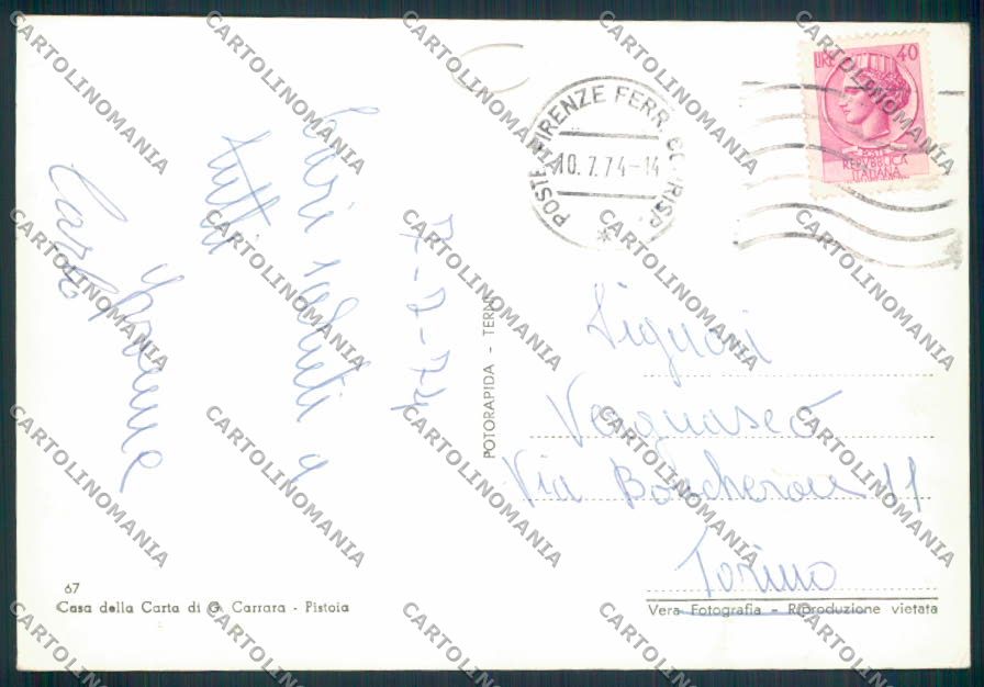 Pistoia San Marcello Lizzano Foto FG cartolina MV0368 – retro