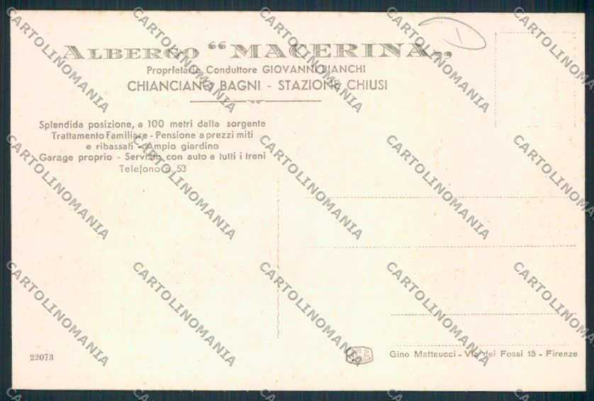 Siena Chianciano cartolina MV0535 – retro
