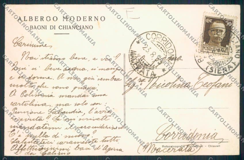 Siena Chianciano cartolina MV0537 – retro
