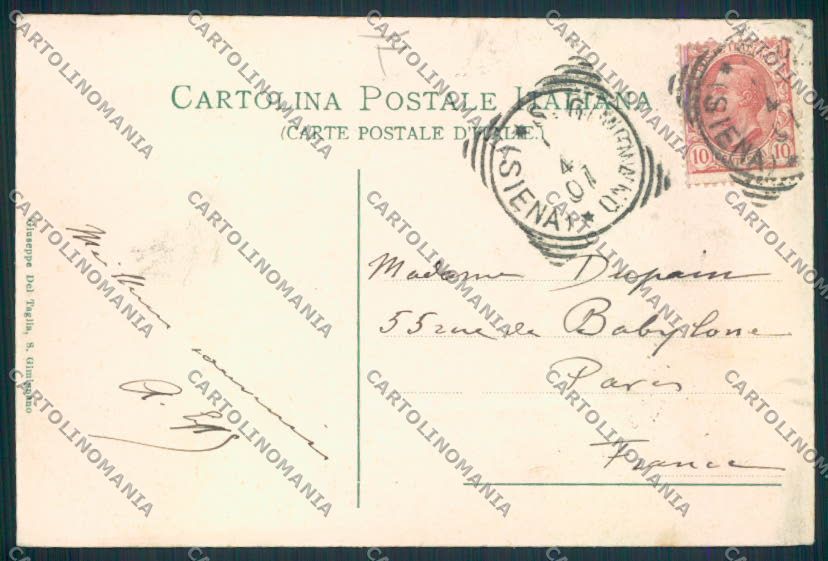 Siena San Gimignano cartolina MV0569 – retro