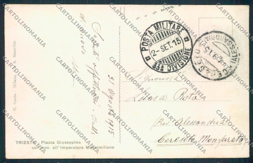 Trieste Farmacia cartolina MV0698 – retro