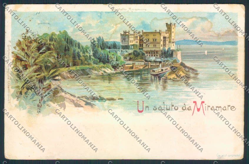 Trieste Miramare MACCHIA Saluti da cartolina MV0772 – fronte
