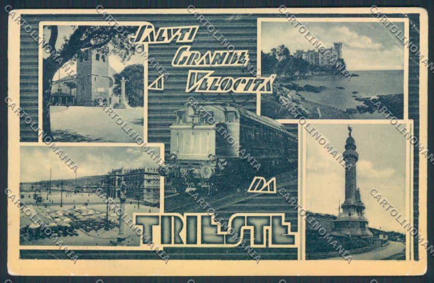 Trieste Saluti Velocità PIEGHINE cartolina MV0777 – fronte