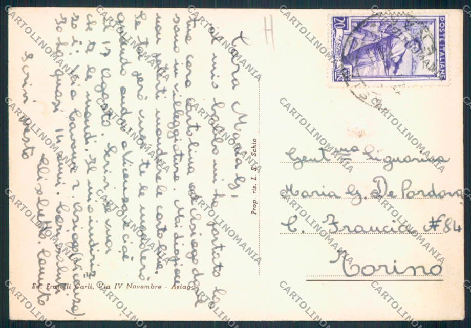 Vicenza Asiago Saluti da FG cartolina MV0974 – retro