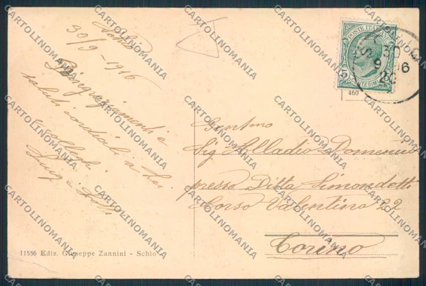 Vicenza Schio PIEGHINA Saluti da cartolina MV1074 – retro